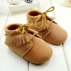 

Baby Girls Boys First Walkers Shoes Brown and Pink Color Soft Bottom Toddler Boots 3 Sizes