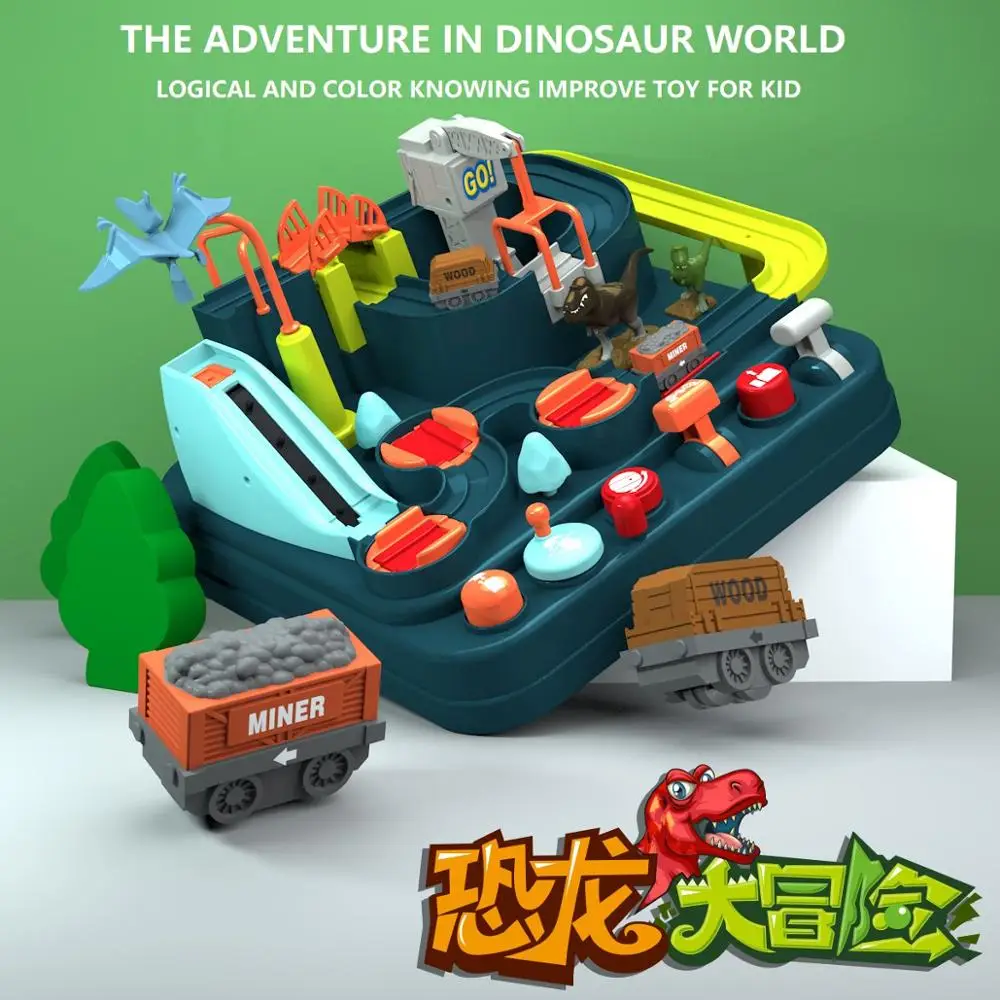 

New Type Logical High way Car Toys DINOSAUR ADVENTURE DIY Magical Road Set Make the Car Through Assembly Model Toy Gifts