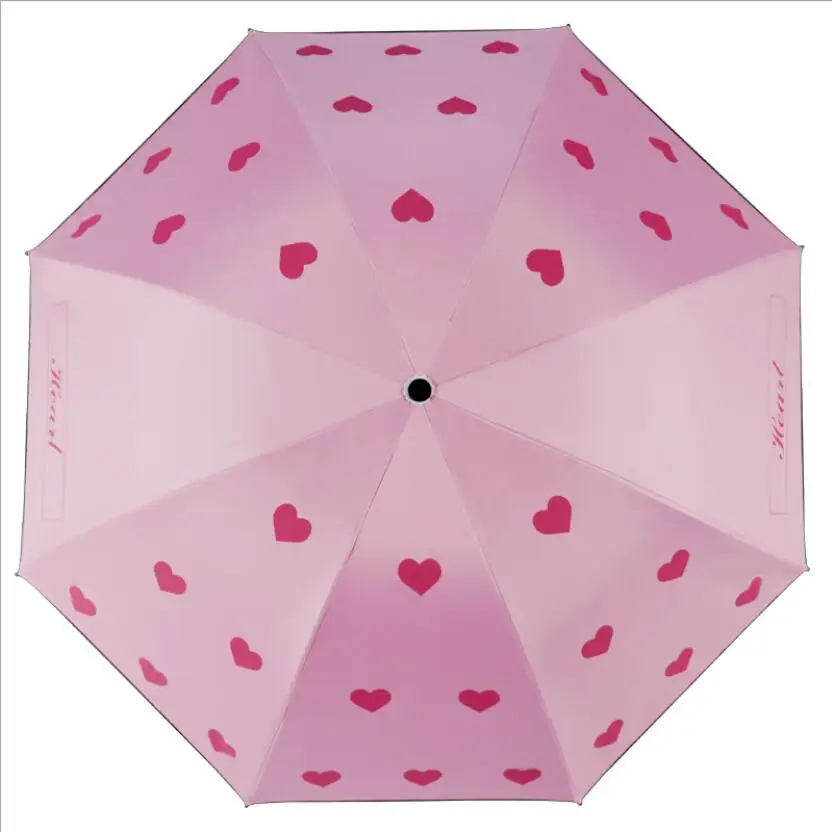 Новинка, розовый зонтик с узором в виде сердца, милые зонты для девушек и женщин, женские складные зонты, SP026