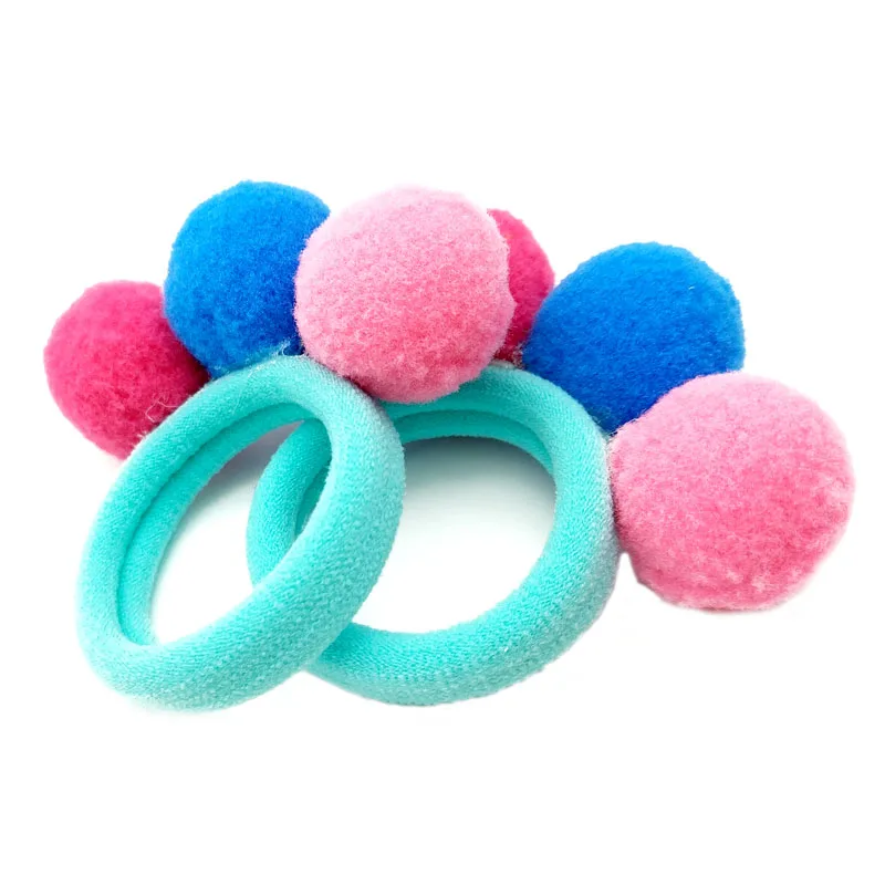2Pcs/Lot Candy Color Rubber Bands Headwear Hair Bands Girls Hair Accessories Cute 3 Balls
