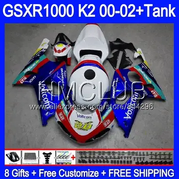 

+Tank For SUZUKI GSXR 1000 GSX-R1000 GSXR1000 00 01 02 Blue red 31TK.1 GSXR-1000 00 01 02 K2 GSX R1000 2000 2001 2002 Fairings