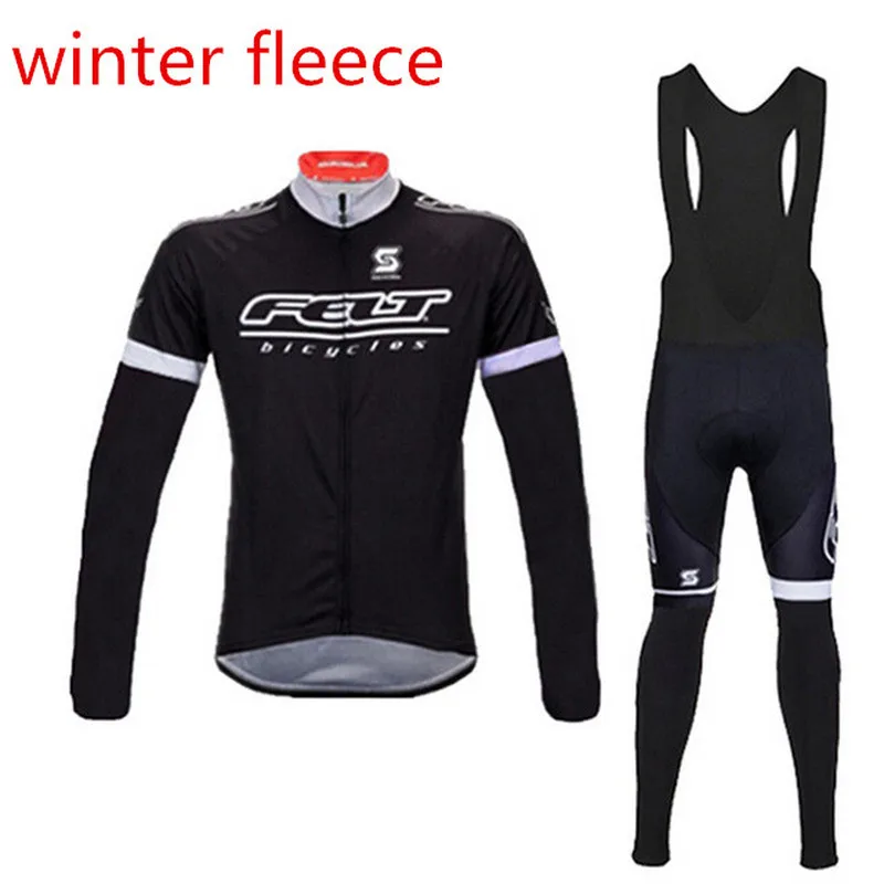 

FELT Winter Fleece Cycling Jersey Set Long Sleeve warmer Sports clothes Ropa Ciclismo Road Racing Bicycle clothing