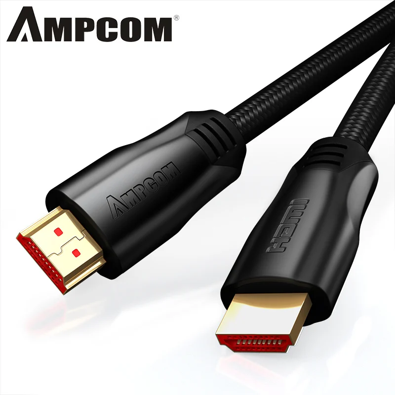 Кабель HDMI-HDMI 2.0a 2.0b, AMPCOM Инженерная серия 4 K HDMI кабель HDMI 2,0 Поддержка 3D Ethernet HDR 4:4:4 для HDTV PS4 PS3 - Цвет: Black