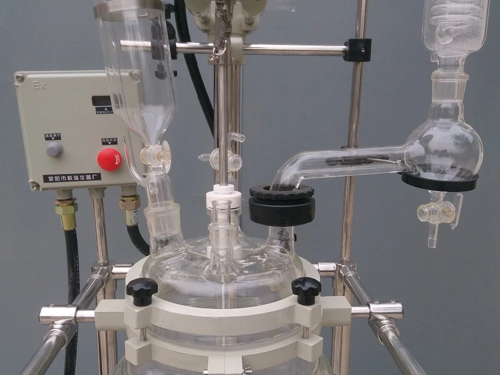 Ex-proof двигатель куртка химический реактор 20L двойной слой стекло реакционный сосуд с дистилляции умный контроль