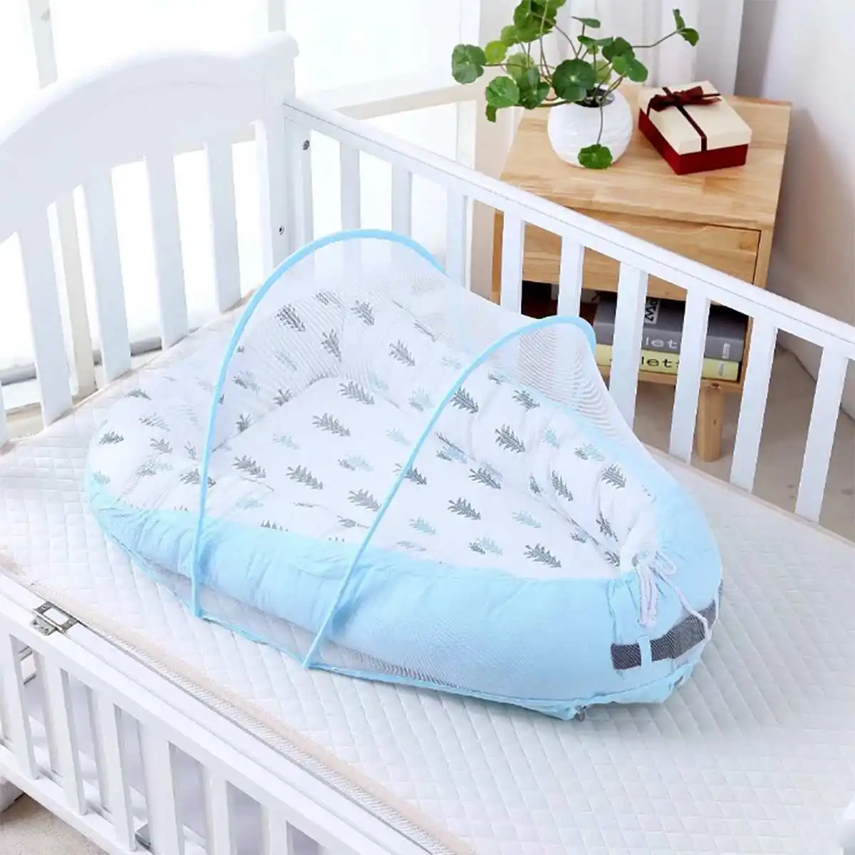 Детская кровать Alcofa Nest портативная кроватка для путешествий детская хлопковая Колыбель переносная люлька для новорожденных люлька бампер - Цвет: Небесно-голубой