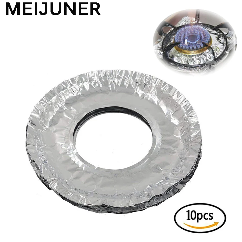 

Meijuner 10Pcs Aluminum Foil Gas Burner Bib Oven Liners Covers Disposable Durable Stoves Protector Kitchen Accessories MJ301