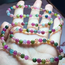 Натурального Цвет ful микс синий розовый зеленый турмалин multi-Цвет стрейч браслет Круглый Бусины Цепочки и ожерелья 3 оборота 04523