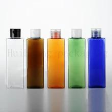 20 шт, 250 мл, коричневые, оранжевые Пустые Квадратные пластиковые бутылки с откидной крышкой, 250 мл, бутылка для макияжа для путешествий, для косметической упаковки