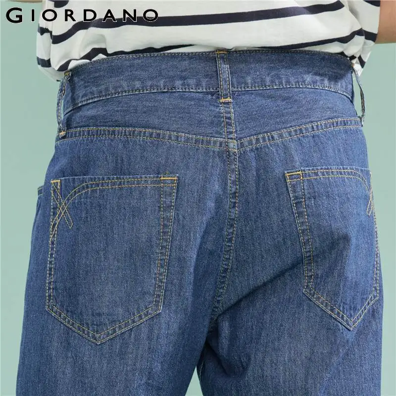 Giordano тонкие джинсовые брюки из чистого хлопка с узкими брючинами и талией