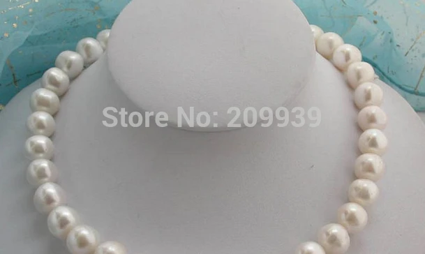 

Hot sell ->@@ AS1009 100% REAL huge 17" 11-14mm white round freshwater pearl necklace -Top quality free shipping