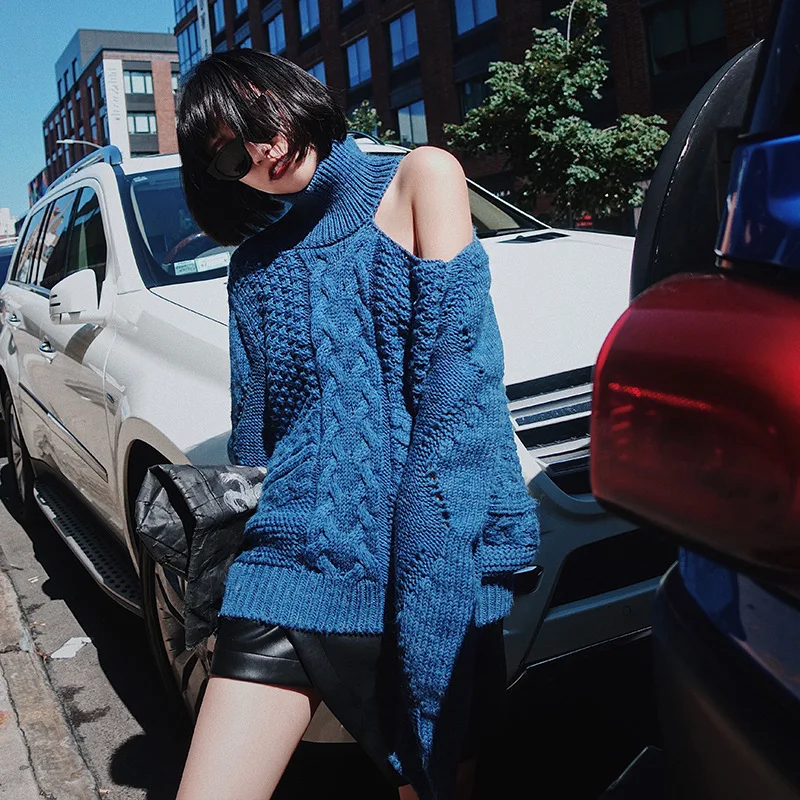 

[EWQ] New Spring Autumn 2020 Fashion Long Sleeve Round Collar Knitting Pullovers Casual Loose Sweater Femals Fashion Tide AA942