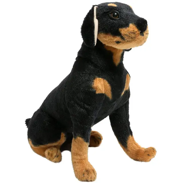 Lifelike Stuffed Animals Rottweiler Sitting Plush Dog Toys Soft Puppy