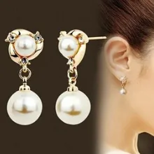 Высокое качество модные ювелирные изделия дикая индивидуальность женские Fangzuan двойные жемчужные серьги