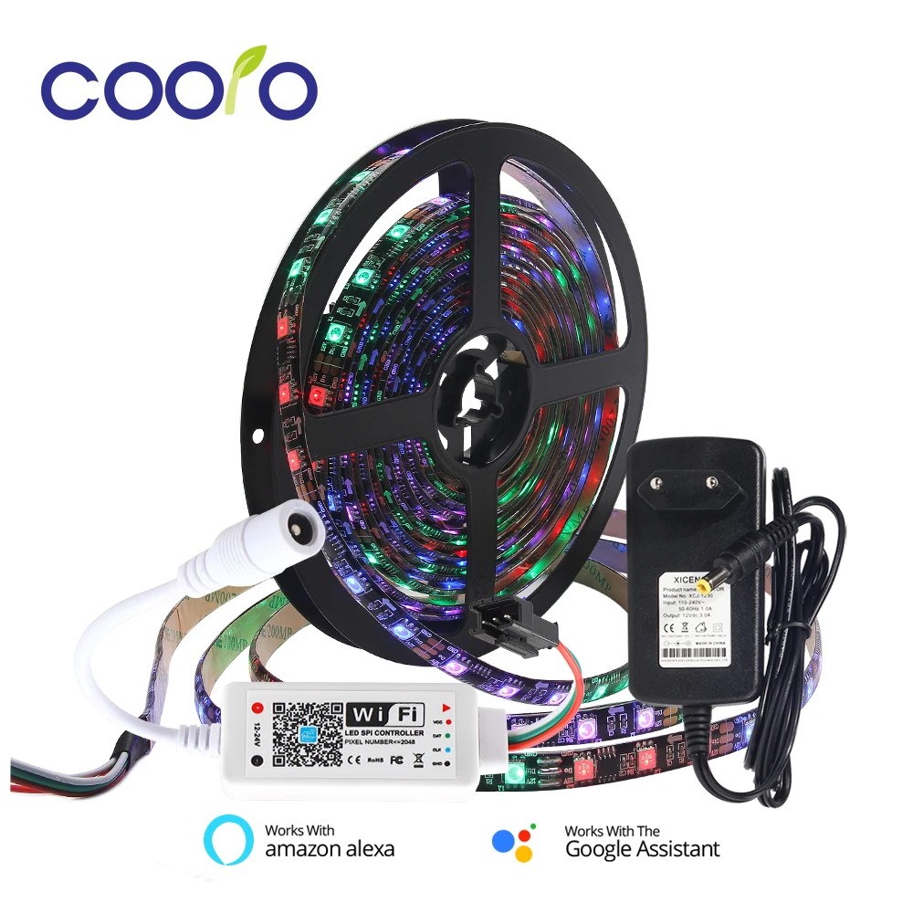 

WS2811 5050 RGB 30/60 LEDs/M Full Color Programmable Individual Addressable 2811 Pixels LED Strip Light With Wifi Controller 5M