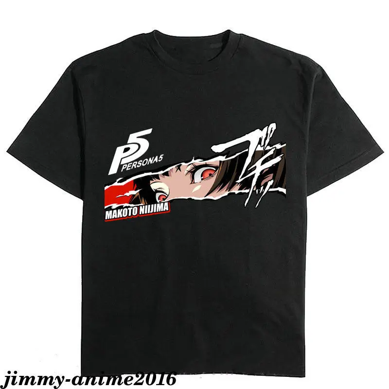 

RARE! Persona 5 Makoto Niijima Logo Black-Color Men Tshirt Cartoon t shirt men Unisex New Fashion tshirt free shipping