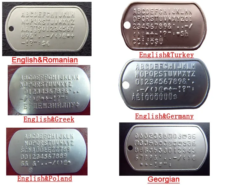 Dog tag with many kind of languages