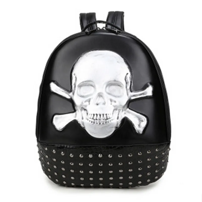 

Steelsir 2018 New Style 3 Color Vintage Rock Skull Rivet Shoulder Bags Unisex Fashion Tide 3D Personality Travel Backpacks