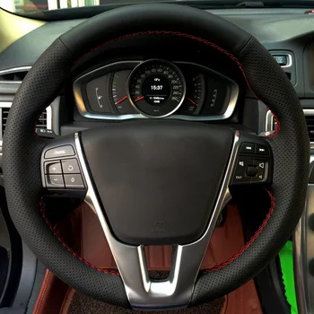 

High Quality Cowhide Top Layer Leather Handmade Sewing Steering Wheel Cover Protect For Volvo S60 V40 V60 V70 XC60