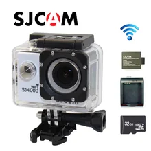 Оригинальная SJCAM SJ4000 Wi-Fi 1080 P Full HD спортивная камера действия Камера+ Батарея Зарядное устройство+ Extra1pcs Батарея+ флеш-карты памяти TF 32 ГБ