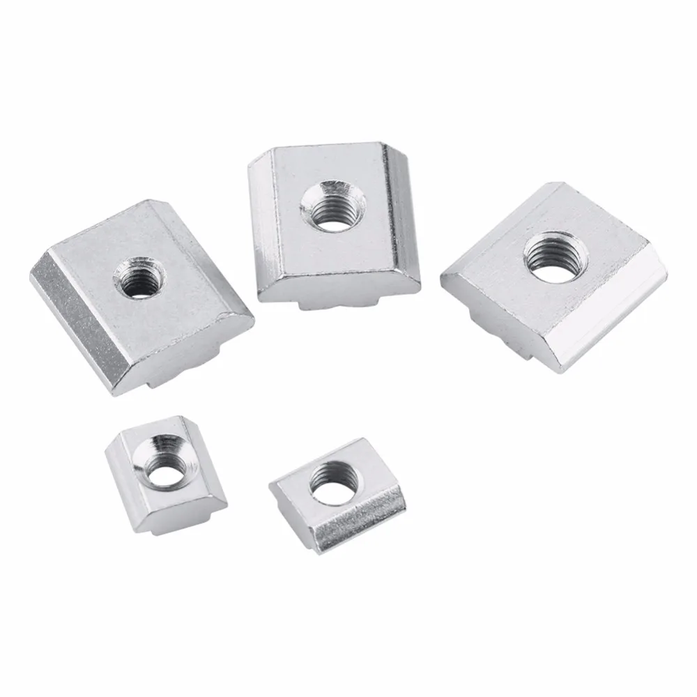 50pcs M4 M5 Nuts T Sliding Hammer Nut Block Square Nuts 2020 Aluminum Profile Slot 6 Zinc Coated