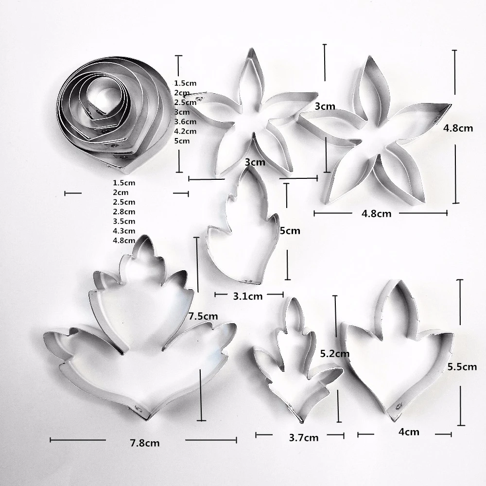 Ranuculus полный набор резаков, Сахарный цветок плесень, глина ножи для цветов, помадные формы, резак для цветов, форма для в