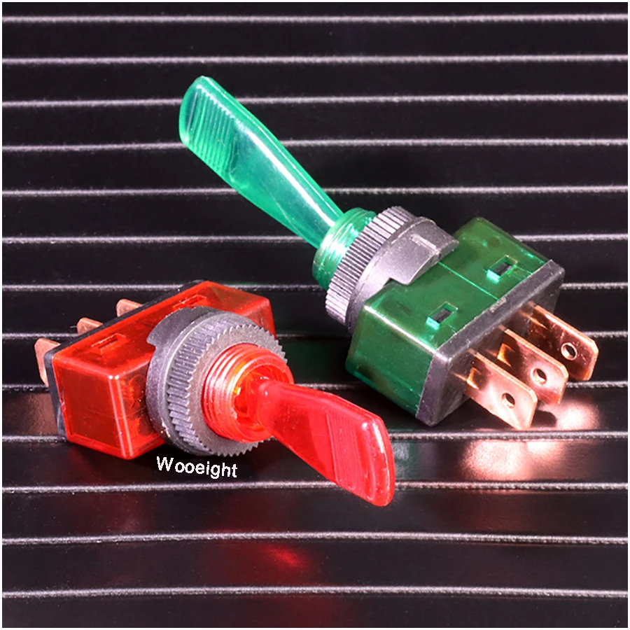 Wooeight Automotive Toggle Switch 2 Pin ON-OFF With Lamp 12V 20A ASW-13D LED Light Switch 4 Colors (1)
