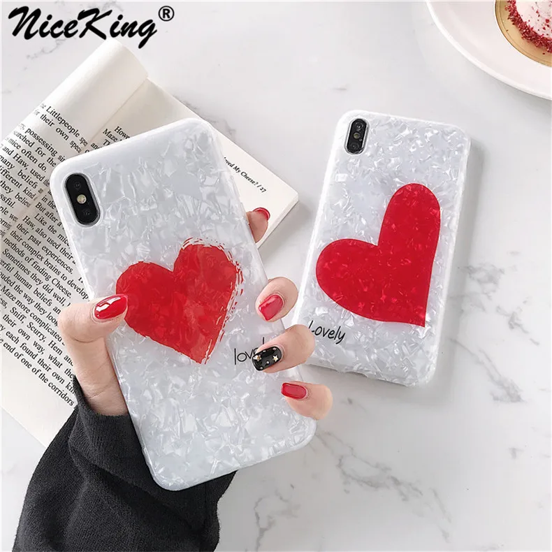 

Luxury Conch Shell Phone Cases For Coque iPhone 6 S 7 8 Plus Bling Glitter Soft TPU Cover Marble Case For iPhone 6S X XS MAX XR
