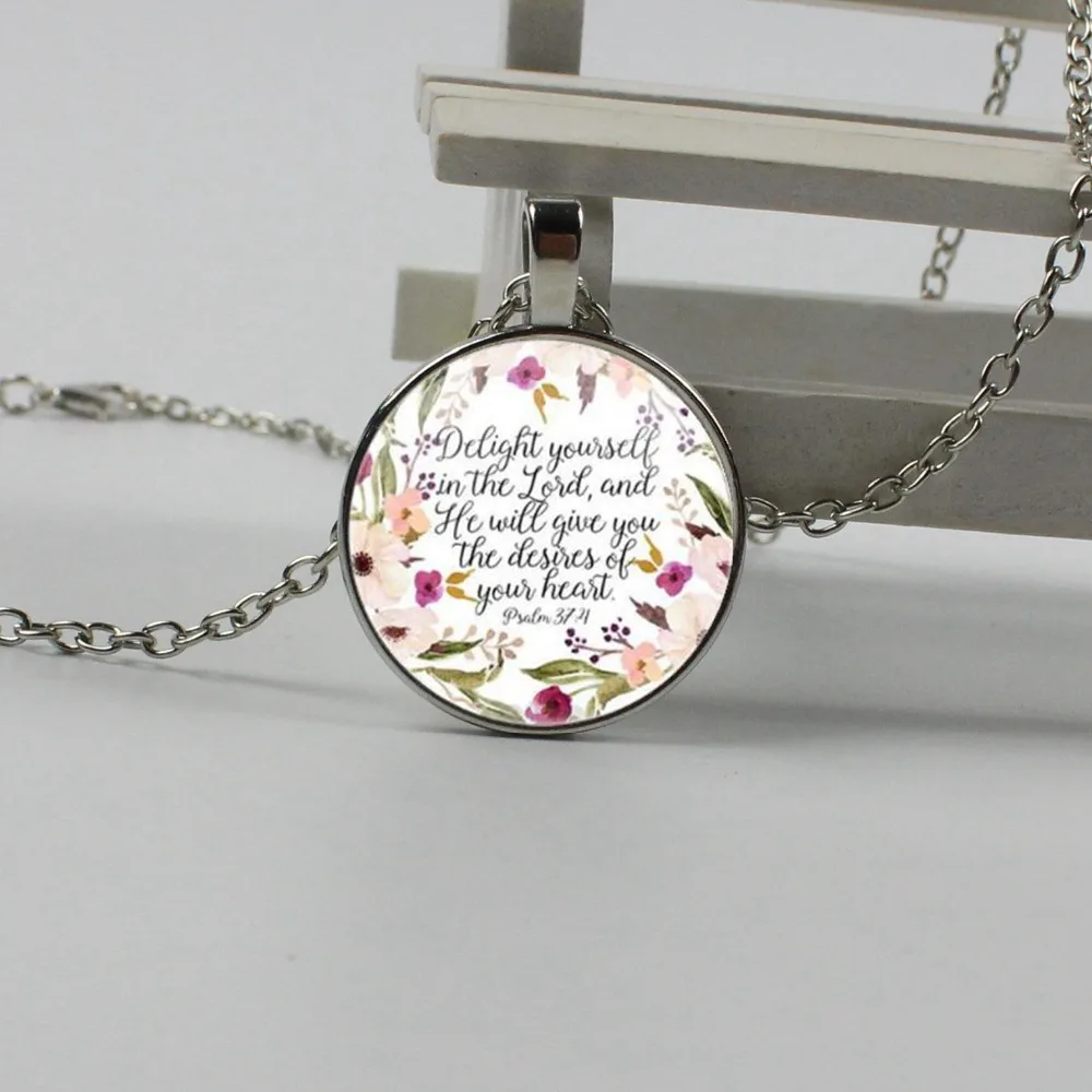 

3 Colors Christian Jewels Joy Master Necklace Psalm 37:4 Bible Apocalypse Charm Necklace Faith Gift