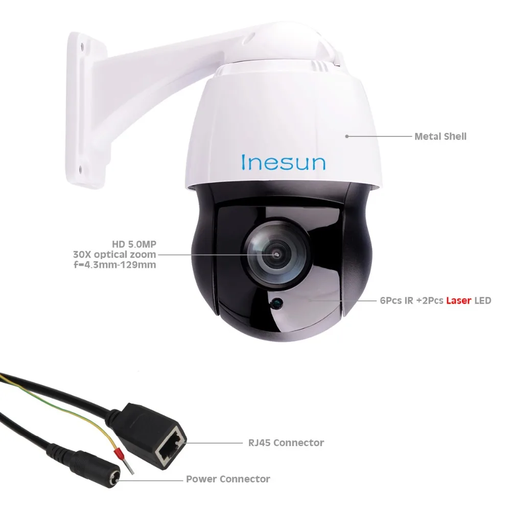  Inesun Outdoor PTZ IP Camera 5MP Super HD 2592x1944P 30x Optical Zoom High Speed Dome PTZ Camera 40