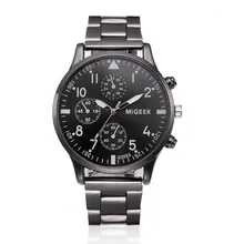 MIGEER, модные мужские часы, Relogio Masculino, кристалл, нержавеющая сталь, кварцевые, Лидирующий бренд, военный аналог, мужские наручные часы, браслет