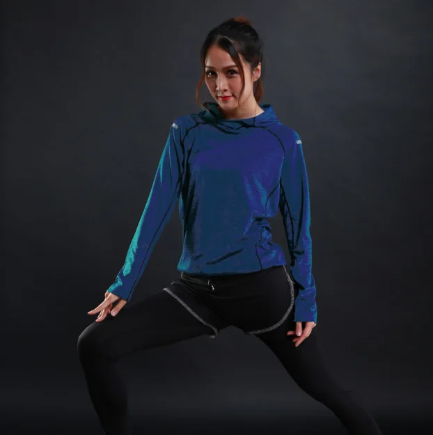 Осенние тонкие женские футболки для бега, для спортзала, фитнеса, с длинным рукавом, толстовки, быстросохнущие, для тренировок, дышащие, с капюшоном, спортивная одежда для йоги