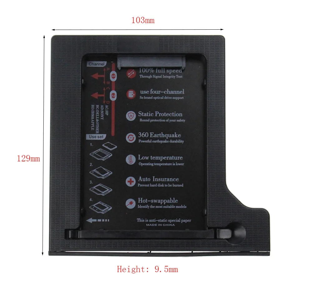 Лидер продаж жесткий диск 1 ТБ 2nd HDD Caddy 9,5 мм SATA 3,0 SSD жесткий флэш-накопитель Корпус чехол для Тетрадь компакт-дисков Встроенная память Optibay