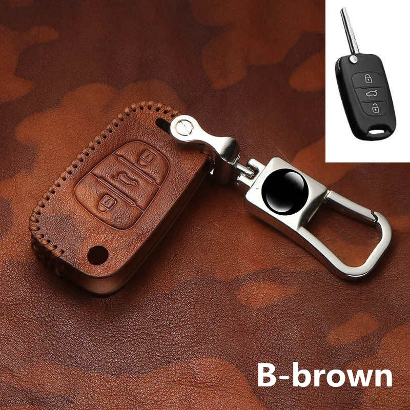 

Genuine Leather Car Key Cover Case For Kia RIO K2 K5 Sportage Sorento For Hyundai i20 i30 i35 iX20 iX35 Solaris Verna Retro 2019