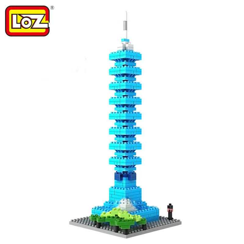 Loz алмазные блоки Всемирно известная архитектура Китайский Тайбэй 101 Мини 3D