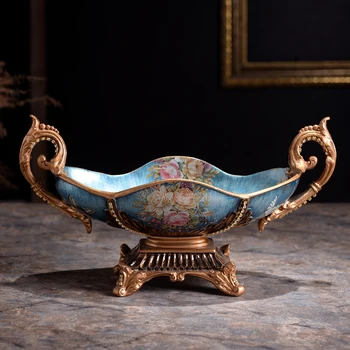 

European style living room decorative ware ornaments retro large fruit fruit plate Home Furnishing luxury goods compote