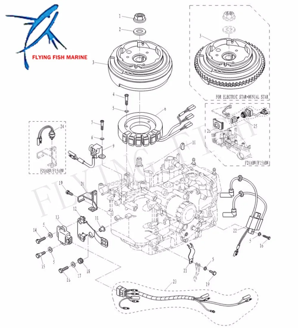 Моторная лодка F20-05000200 катушки в сборе для Parsun HDX 4-ход F20A F15A подвесным двигателем