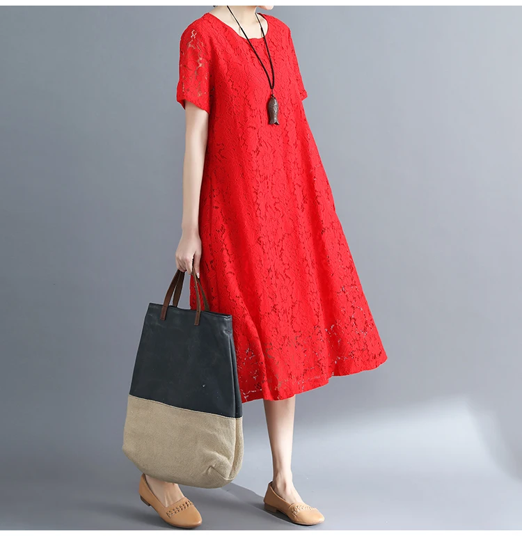 White Black Lace Dress Plus Size Women Elegant Maxi Dress Short Sleeve 2019 High Quality Summer Dress Women Beach Lace Dress 7