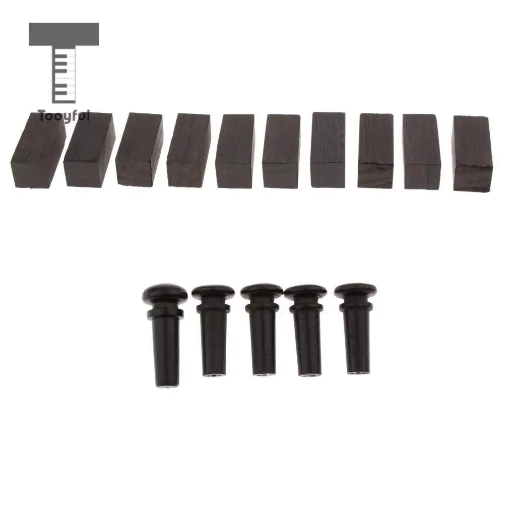 5pcs Blackwood Endpin/10pcs Square Wood Block For Violin Luthier Supply