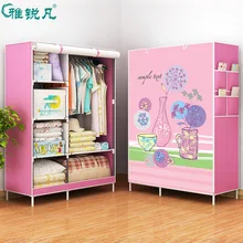 Metal fabric clothes closet wardrobe closet storage collage dorm cloth storage baby furniture portable closet bedroom storage