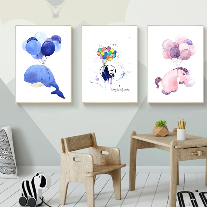 Nordic Small Fresh Cartoon Balloon Children's Room Canvas Art Painting