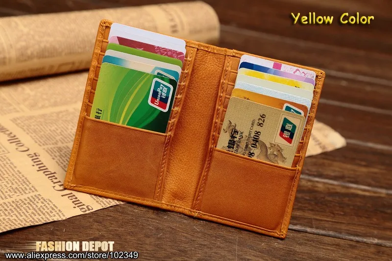 Yellow Real Leather Card Holder