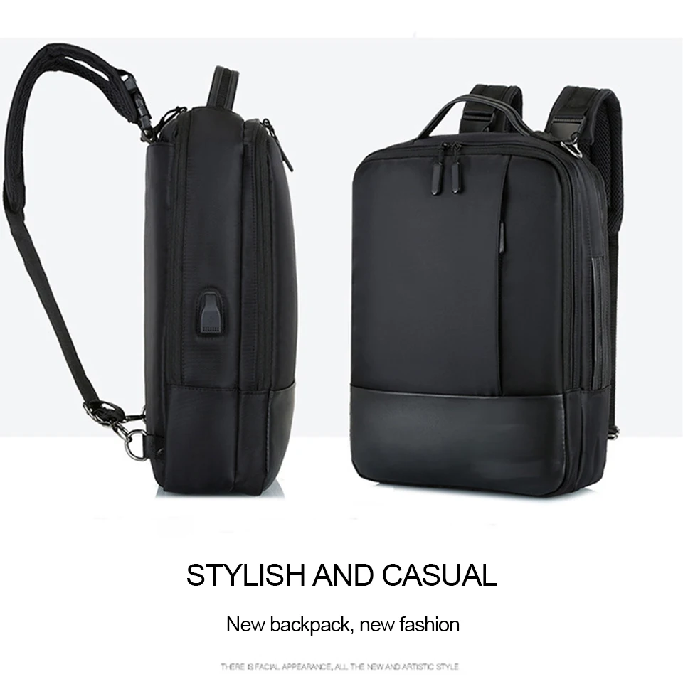 Business Backpack Men Laptop Backpacks 17'' 15.6 Inch Waterproof Male Bags USB Charging Back Pack Notebook Black Travel Bagpack (10)
