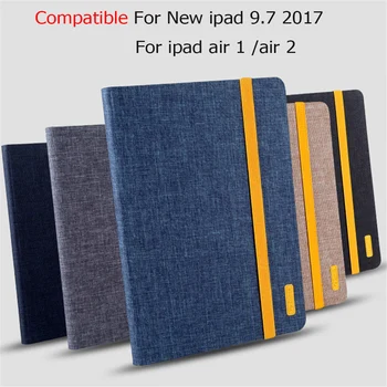 

Silicon+Cloth PU Leather case For Apple New iPad 9.7 2017 Smart Protective StandCover For iPad air1/ air2 Funda Tablet case