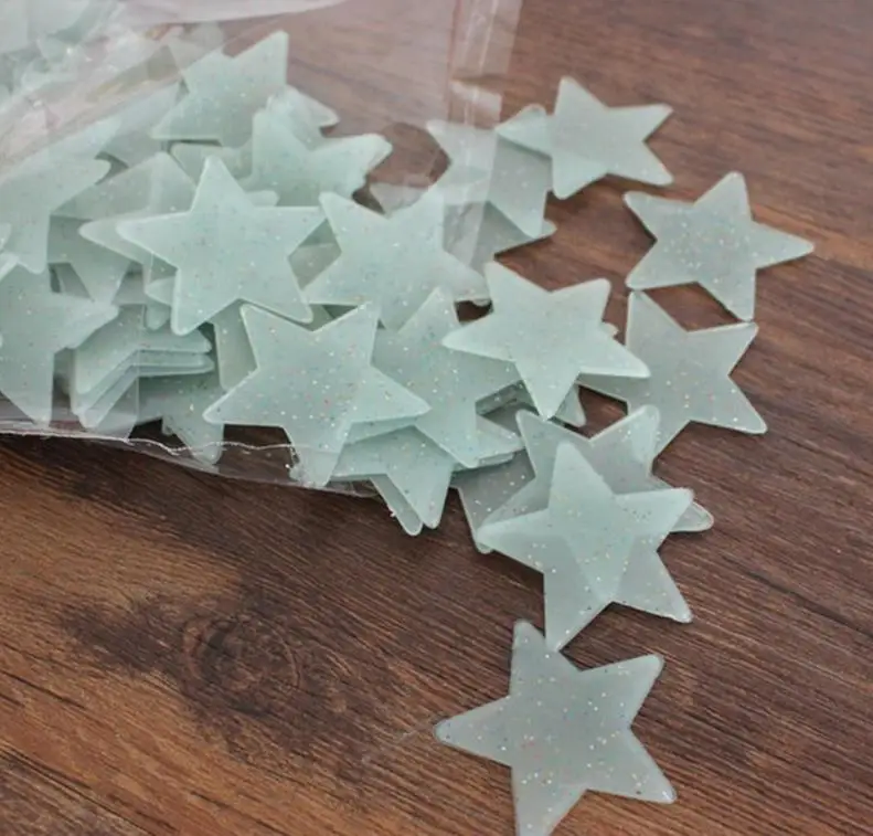 Wall Sticker Glow stars Glow PVC patch / fluorescent stickers  three-dimensional wall stickers creative stickers 100 / pack 3194