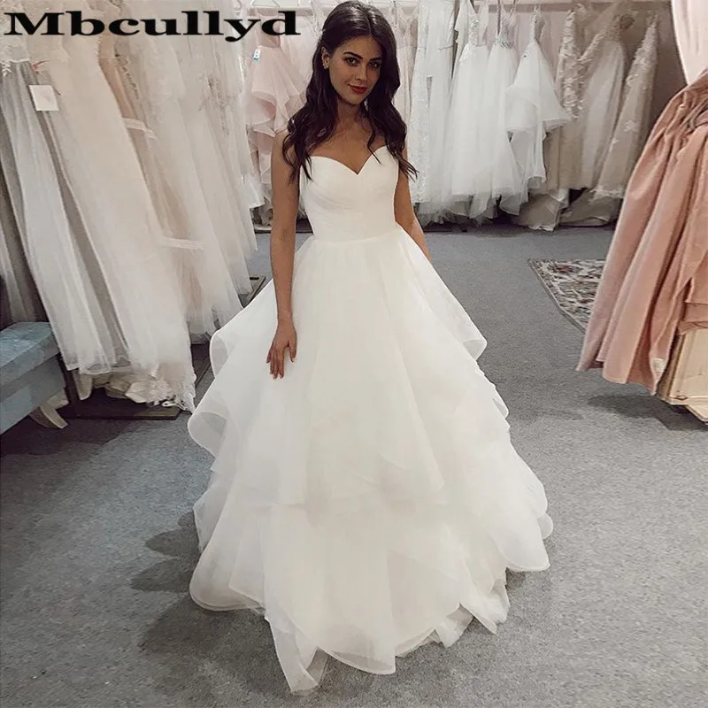

Mbcullyd Tiered A Line Wedding Dress With Spaghetti Straps Backless Long Bridal Dresses Gown Plus Size African Vestido De Noiva