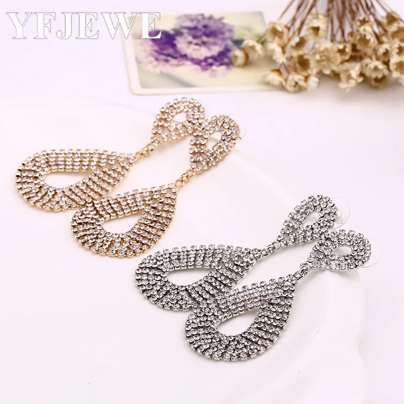 

YFJEWE Unique Twisted Bar Long Line Chain Earrings rhinestone Gold-color Fashion Drop/Dangle Earring Jewelry Ear Cuff For Women