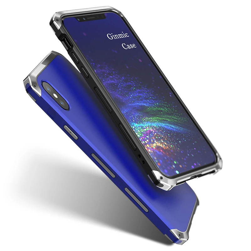 Для iphone X XR XS MAX 5S 6s 7 8 plus чехол с металлической головкой и задней панелью из поликарбоната защита от падения на 360 градусов задняя крышка чехол