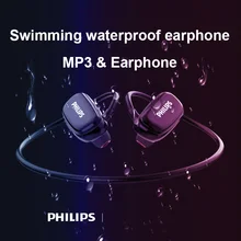 Водонепроницаемый MP3-плеер Philips, спортивные наушники для плавания с защитой от пота, Bluetooth 4,2, USB, MP3 Музыкальные плееры, гарнитура SA6608