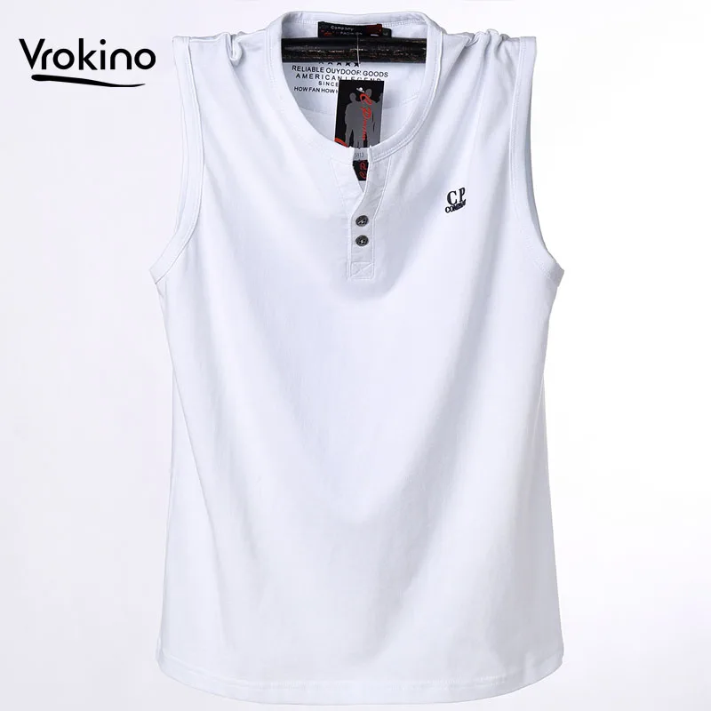

2019 Men's Summer Cotton Large Size Vest Casual Breathable Cutout Sleeveless T-Shirt Men's Loose Solid Color Summer Vest 5XL 6XL