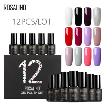 

(12PCS/LOT) ROSALIND 7ML Solid Color Nail Gel Polish Long-Lasting Gel Varnish Soak Off Gel Nail Polishes Gel Set & Kits